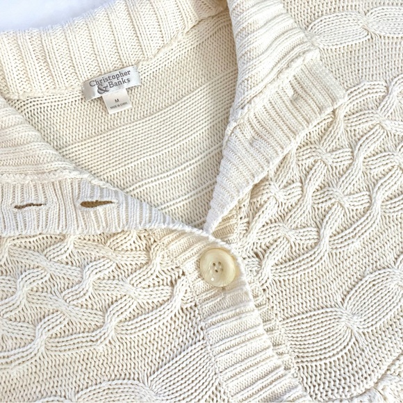 Beautiful cream colored knit cardigan sweater, Christopher and Banks size Medium - Picture 12 of 15